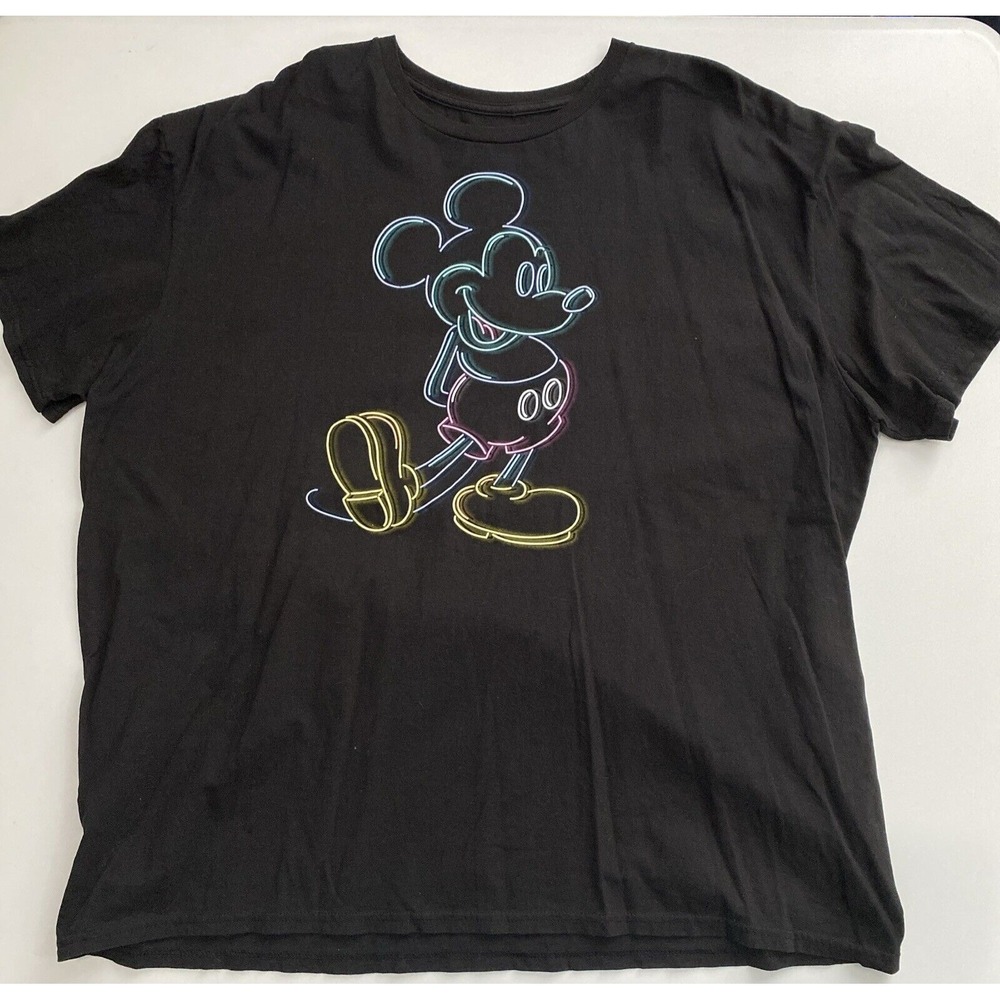 Disney Mickey Mouse in Neon on Black T-Shirt --  Size 2XL